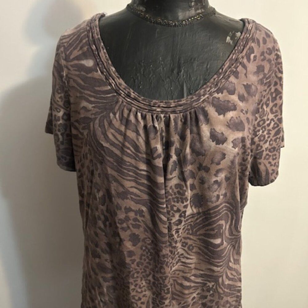 Marina Luna Brown Animal print top, size 2X